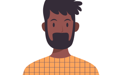 Ilustração gráfica de homem de pele negra com barba